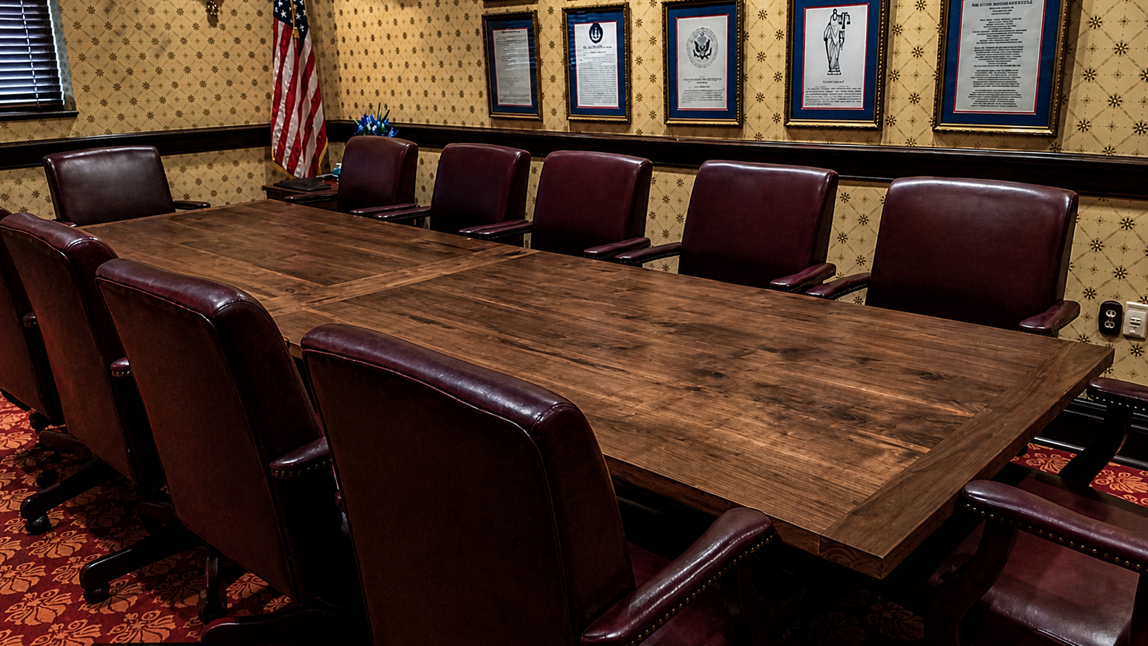 Custom walnut conference table